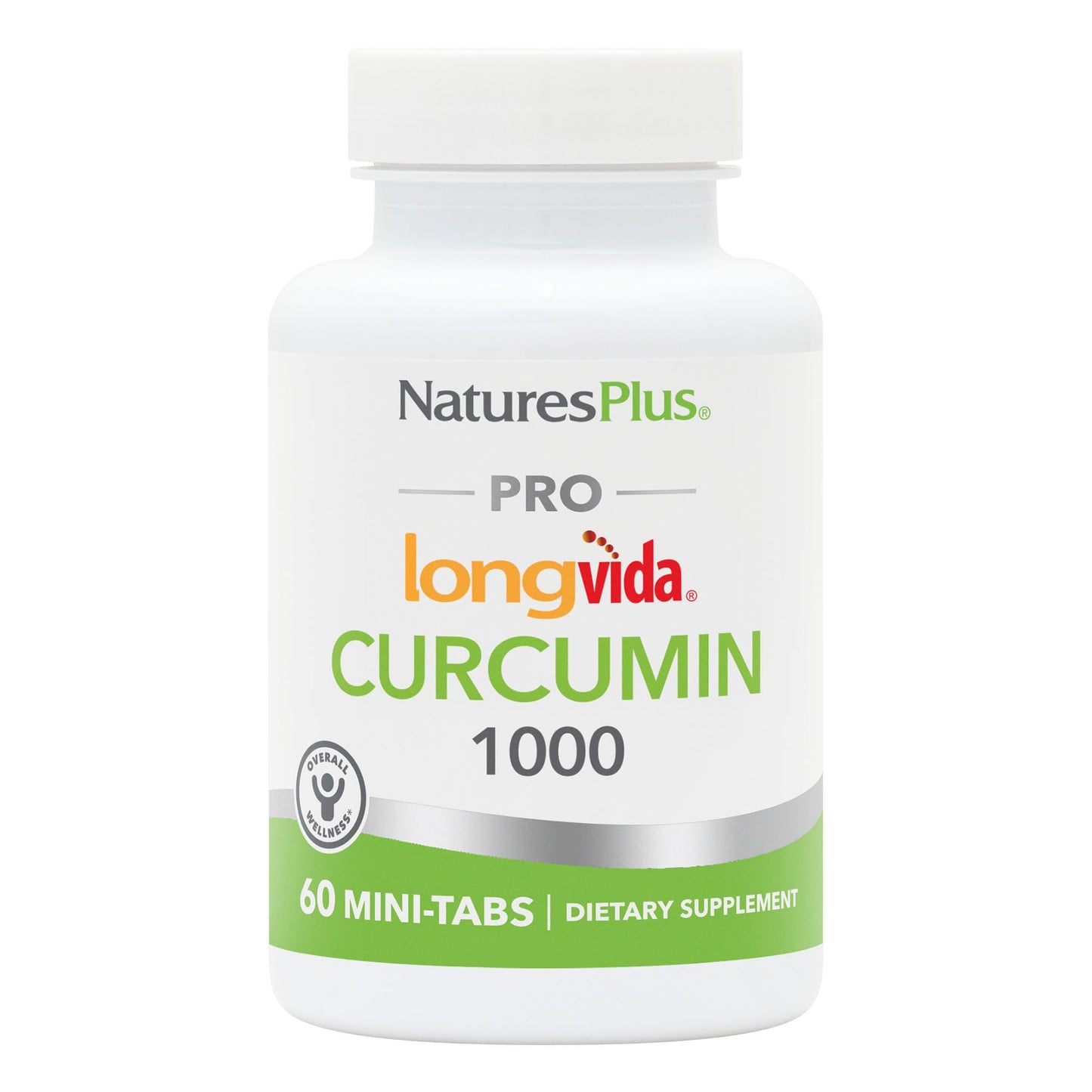 NaturesPlus PRO Longvida Curcumin 1000 mg - 60 Mini-Tabs, 30 Servings - Non-GMO, Vegan