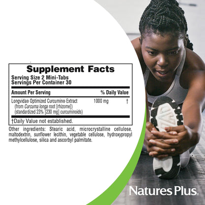 NaturesPlus PRO Longvida Curcumin 1000 mg - 60 Mini-Tabs, 30 Servings - Non-GMO, Vegan