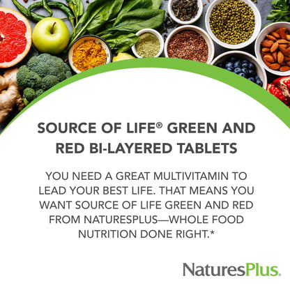 NaturesPlus Source of Life Green & Red Multivitamin – 90 Tablets