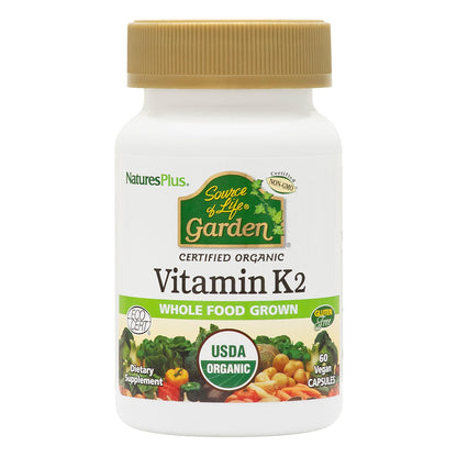 Vitamin K2-60 Vegan Capsules | Source of Life Garden by NaturesPlus – Organic, Non-GMO, Gluten Free