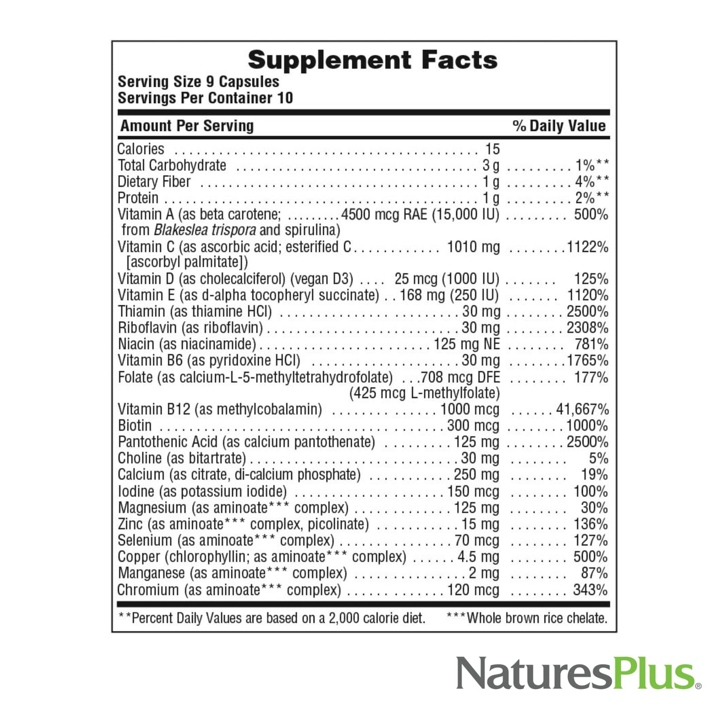 NaturesPlus Source of Life Gold Multivitamin - 90 Veg Capsules | D3, B12, K2 & 120+ Whole Foods
