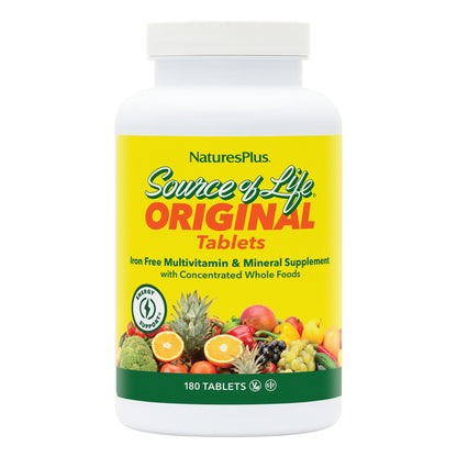 NaturesPlus Source of Life No Iron – Gluten-Free Vegetarian Multivitamin, 2-Pack (120 Servings)