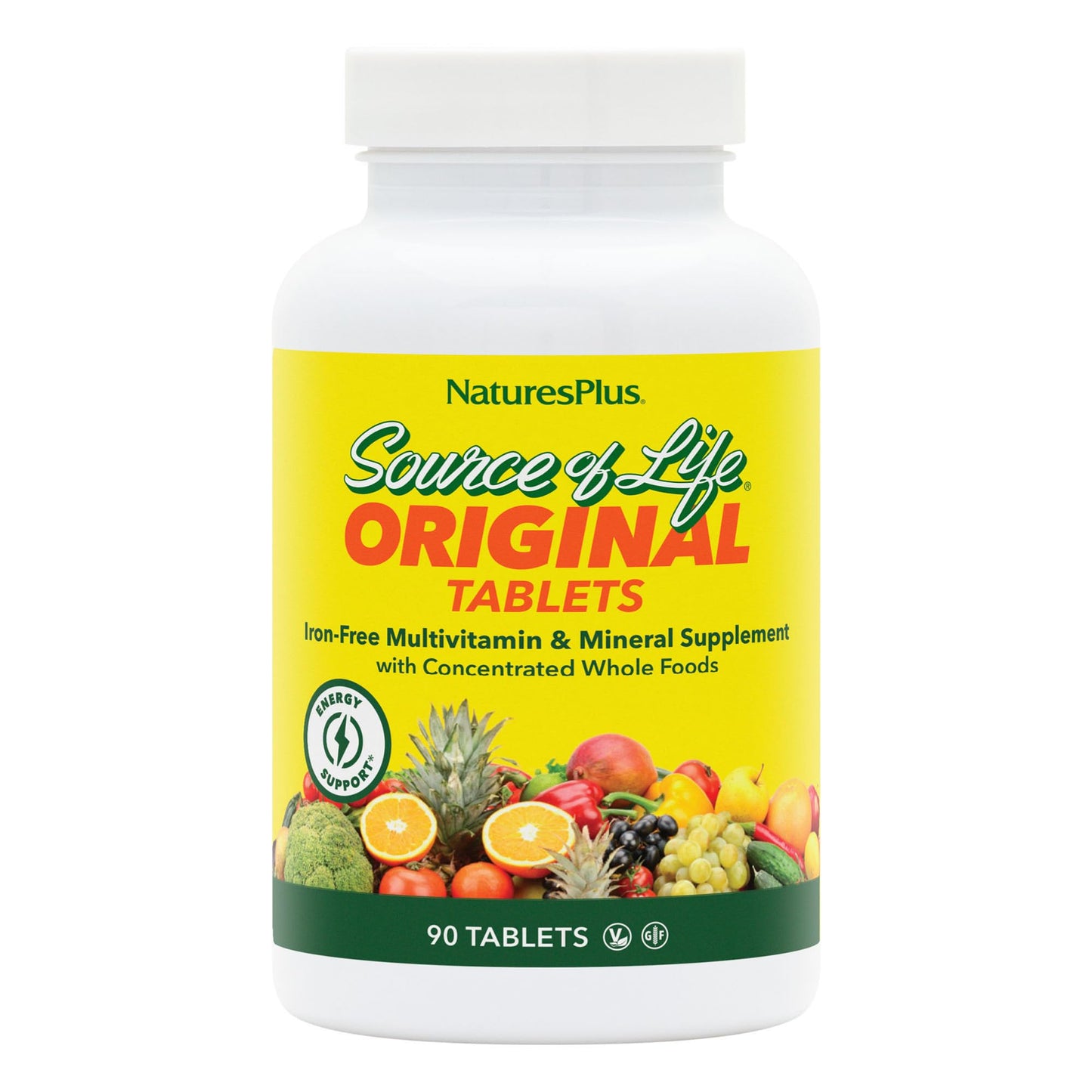 NaturesPlus Source of Life No Iron Tablets – Vegetarian Multivitamin, Gluten-Free, 60 Servings