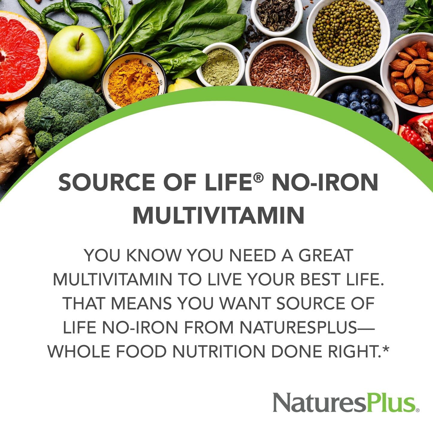 NaturesPlus Source of Life No Iron Tablets – Vegetarian Multivitamin, Gluten-Free, 60 Servings