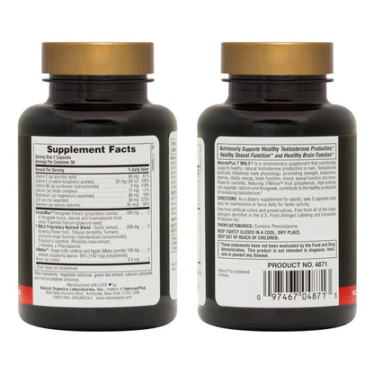 NaturesPlus T Male - 60 Vegetarian Capsules | Hormone Support & Mood