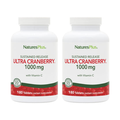 NaturesPlus Ultra Cranberry 1000-180 Sustained Release Tablets – Pack of 2, 180 Servings, Supports a Healthy Urinary Tract