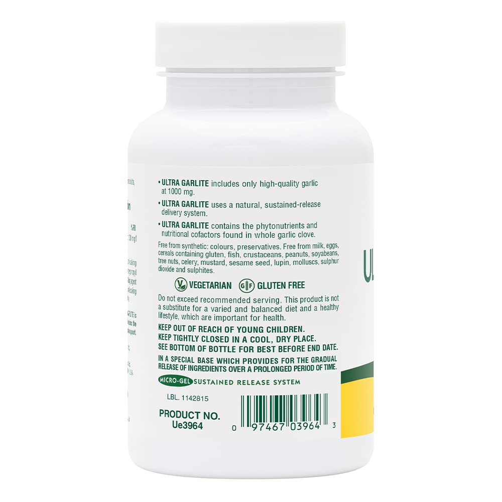 NaturesPlus Ultra Garlite 1000 mg - 90 Tablets | Odorless Garlic for Immune Support & Heart Health