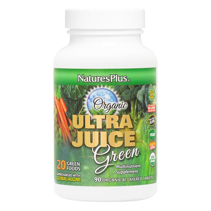 NaturesPlus Ultra Juice Green - 90 Bi-Layered Tablets Pack of 2 for Immune Health, Digestion & Energy Production | Organic, Non-GMO, Vegan, Gluten Free
