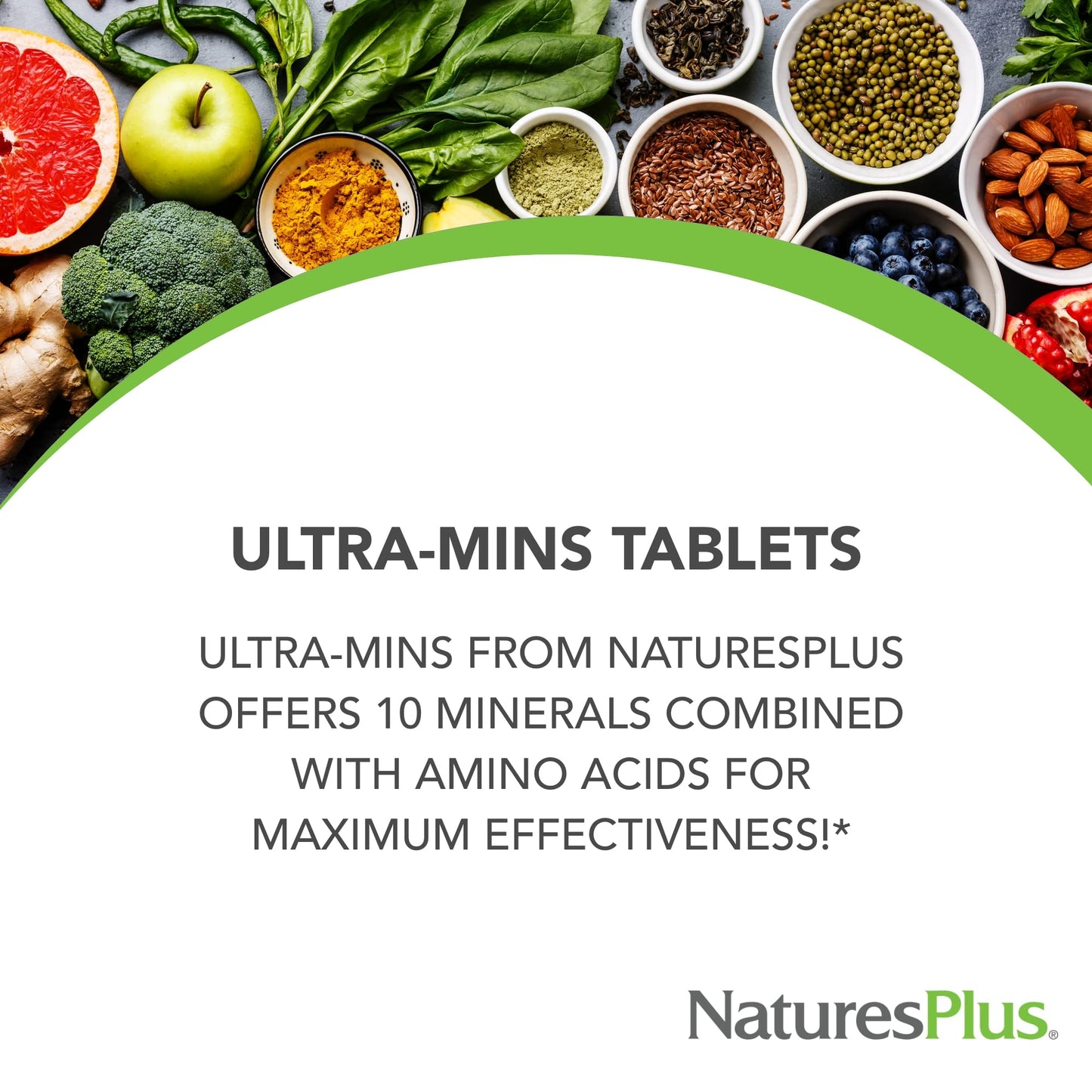 NaturesPlus Ultra-Mins – 180 Tablets | Multi Mineral Complex (Calcium, Iron, Magnesium & Zinc) – Vegan & Gluten Free
