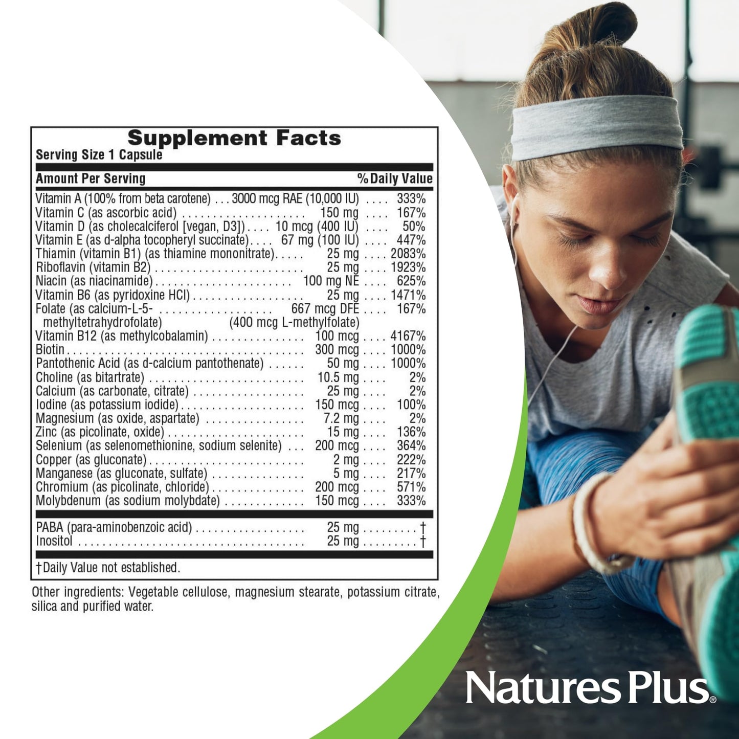 NaturesPlus Ultra One Daily Iron Free - 60 Fast-Acting Capsules | Vegan Multivitamin