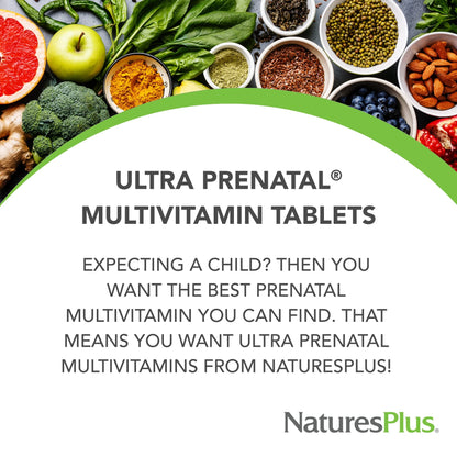 NaturesPlus Ultra Prenatal Multivitamin - 800 mcg Folate | 90 Vegetarian Tablets | Gluten-Free