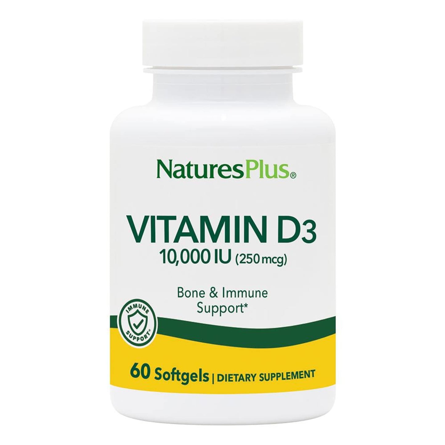 NaturesPlus Vitamin D3 10,000 IU - 60 Softgels | Bone Health & Immune Support | Gluten-Free
