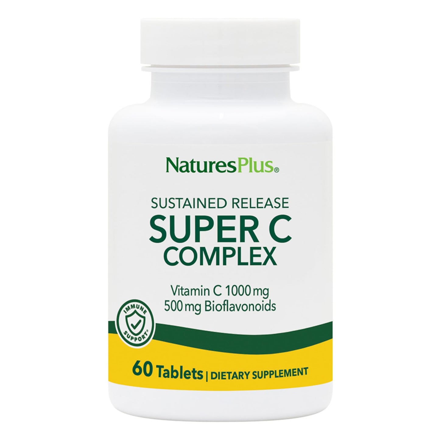 NaturesPlus Super C Complex | Sustained Release, 60 Tablets | Vitamin C 1000 mg + Bioflavonoids 500 mg | Vegetarian & Gluten Free