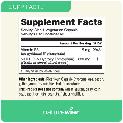 NatureWise 5-HTP 200 mg — Vegan Griffonia Seed, Vitamin B6 | Mood & Sleep Support (30 Count)