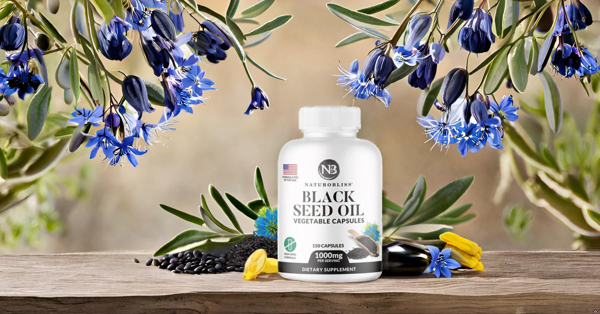 NaturoBliss Black Seed Oil Softgels – 150 Vegan, Non-GMO, Cold-Pressed Nigella Sativa