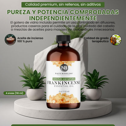 NaturoBliss 100% Pure Frankincense Essential Oil – 4 fl oz | Therapeutic Grade with Glass Dropper