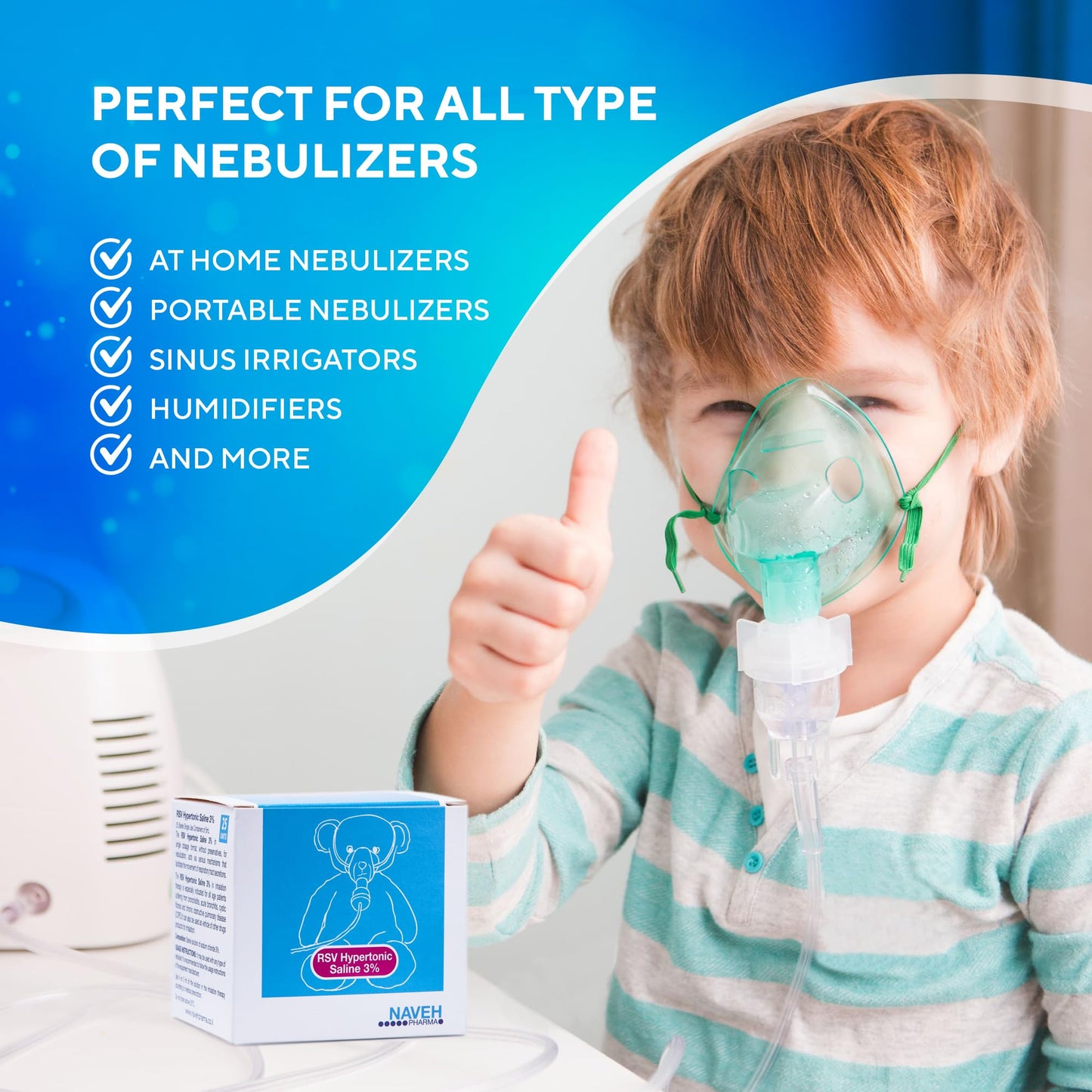NAVEH PHARMA RSV Gentle Respiratory Relief – Baby-Friendly 3% Hypertonic Saline for Nebulizers | 25 x 5ml Vials