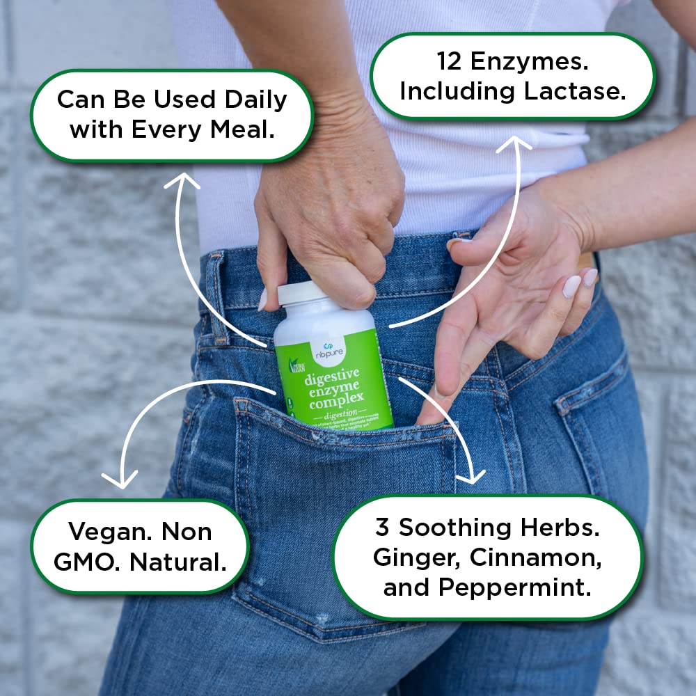 Nbpure Vegan Digestive Enzyme Complex – Daily Digestive Support (12 Enzymes & 3 Herbs)