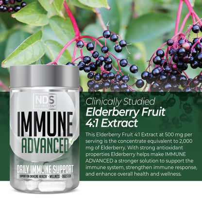 NDS Nutrition Advanced Immune Booster - Elderberry, Vitamin C, D, Zinc & Probiotic (90 capsules)
