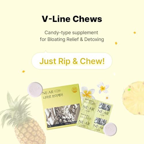 NE:AR V-Line Chews – Herbal Anti-Bloat Formula for Puffiness, Circulation & Water Balance | Pineapple Flavor