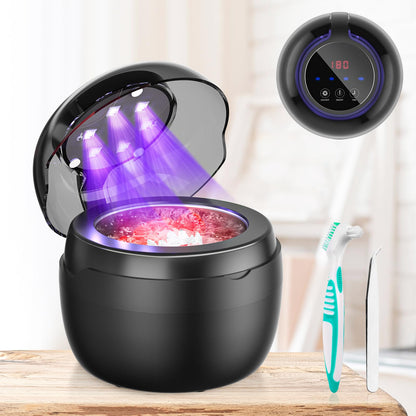 Neatevday Ultrasonic Retainer Cleaner - 250ml, 50kHz, 4 Modes, Digital Timer, for Aligners & Jewelry - Black