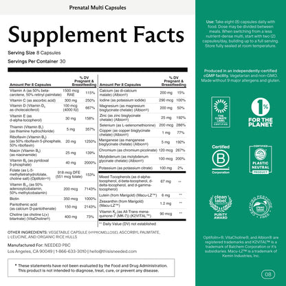 Needed Prenatal Multivitamin with Choline – 30-Day Supply, Third-Party Tested