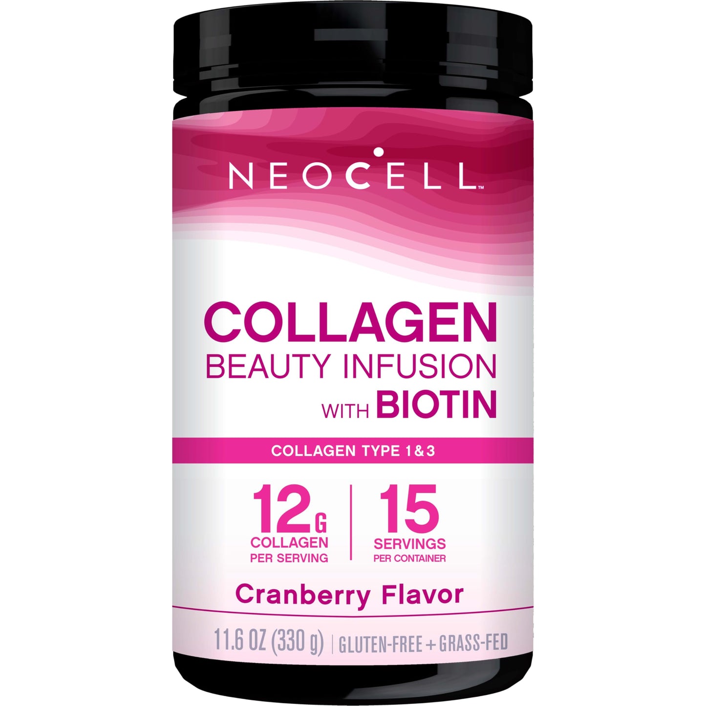 NeoCell Collagen Beauty Infusion with Biotin – Cranberry Powder, 11.6 oz