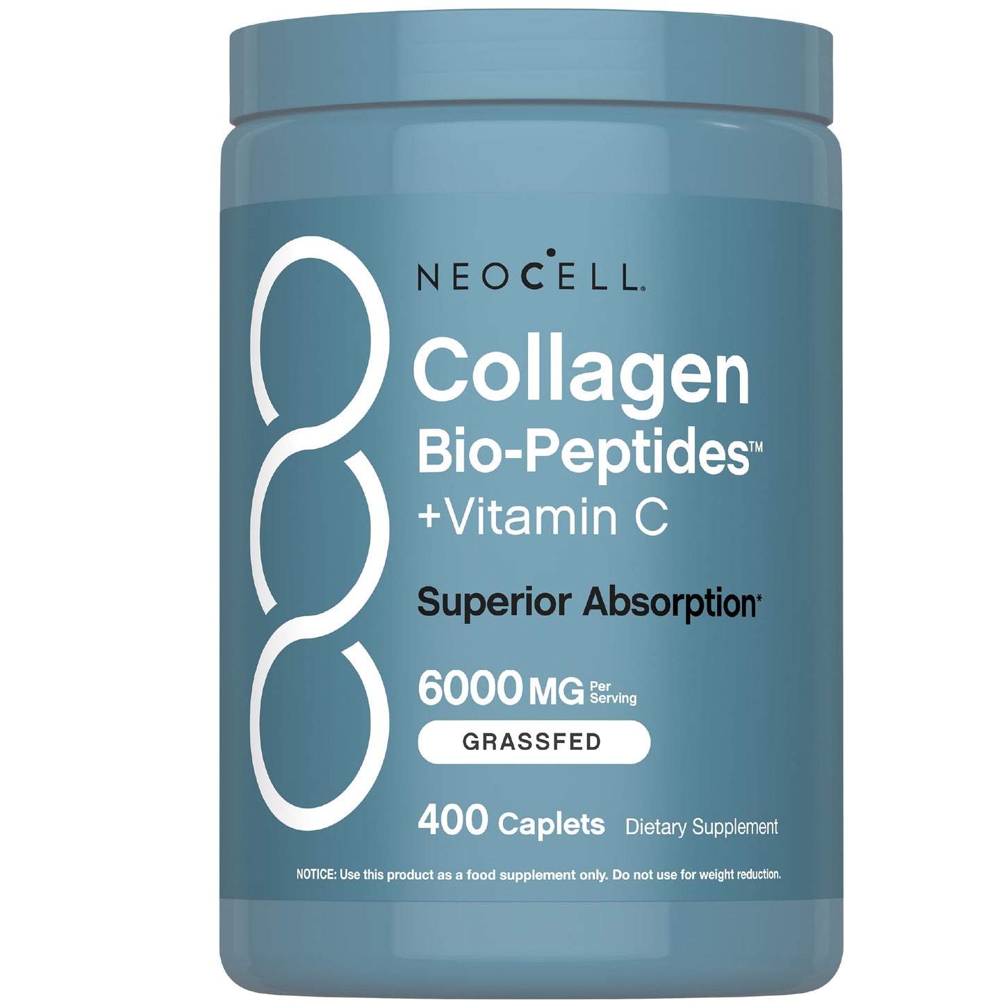 NeoCell Grass Fed Collagen Peptides 400 Caplets – Types I & III + Vitamin C