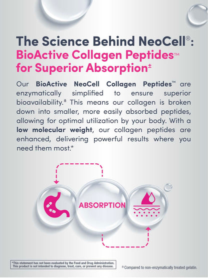 NeoCell Super Collagen Peptides – 13.7 oz | Grass-Fed Bovine | Hyaluronic Acid & Vitamin C