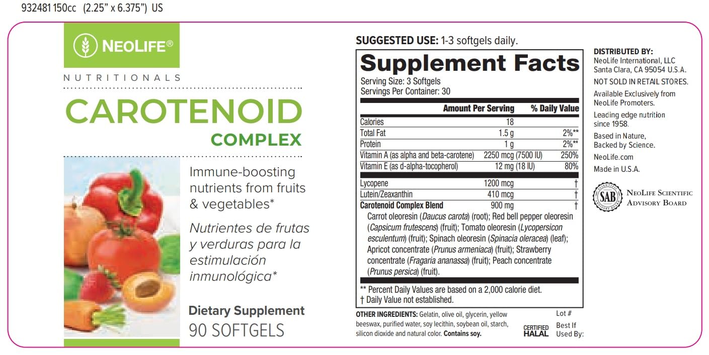 NeoLife Carotenoid Complex – 900 mg Carotenoid Blend (90 Softgels)