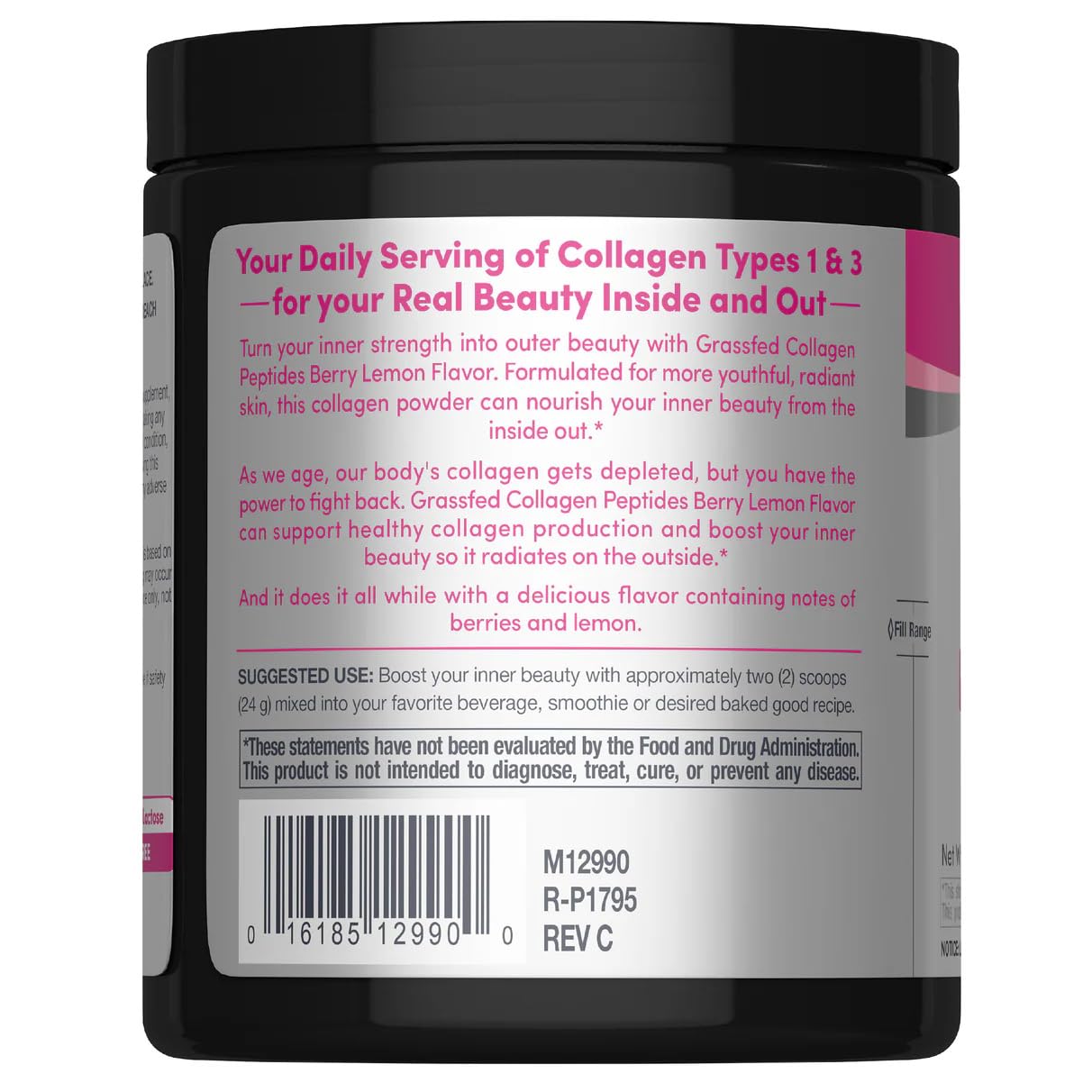 NeoCell Super Collagen Peptides – 10g Per Serving, Berry Lemon, Gluten Free, Keto, Non-GMO, Grass-Fed | 6.7 oz Canister