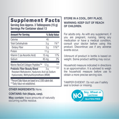 NeoCell Marine Collagen – Unflavored Powder with Hyaluronic Acid, MSM & Vitamin C | 7 oz Canister
