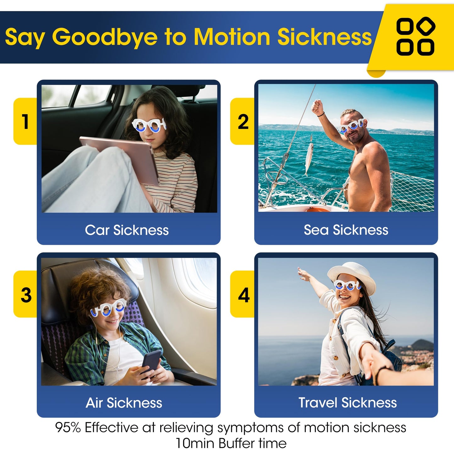 NEOISM Motion Sickness Glasses – Portable Car Sickness Glasses for Adults & Kids