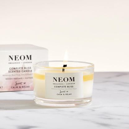 NEOM Complete Bliss Travel Candle – Blush Rose, Lime & Black Pepper