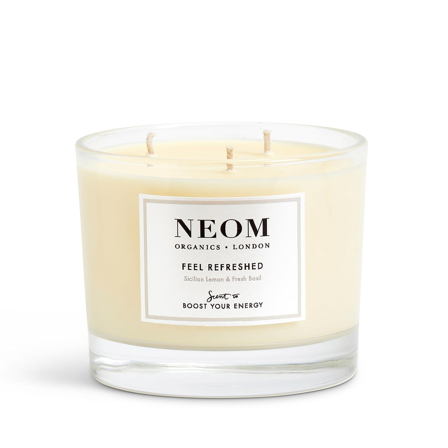 NEOM Feel Refreshed 3 Wick Candle - Lemon & Basil | Essential Oil Aromatherapy