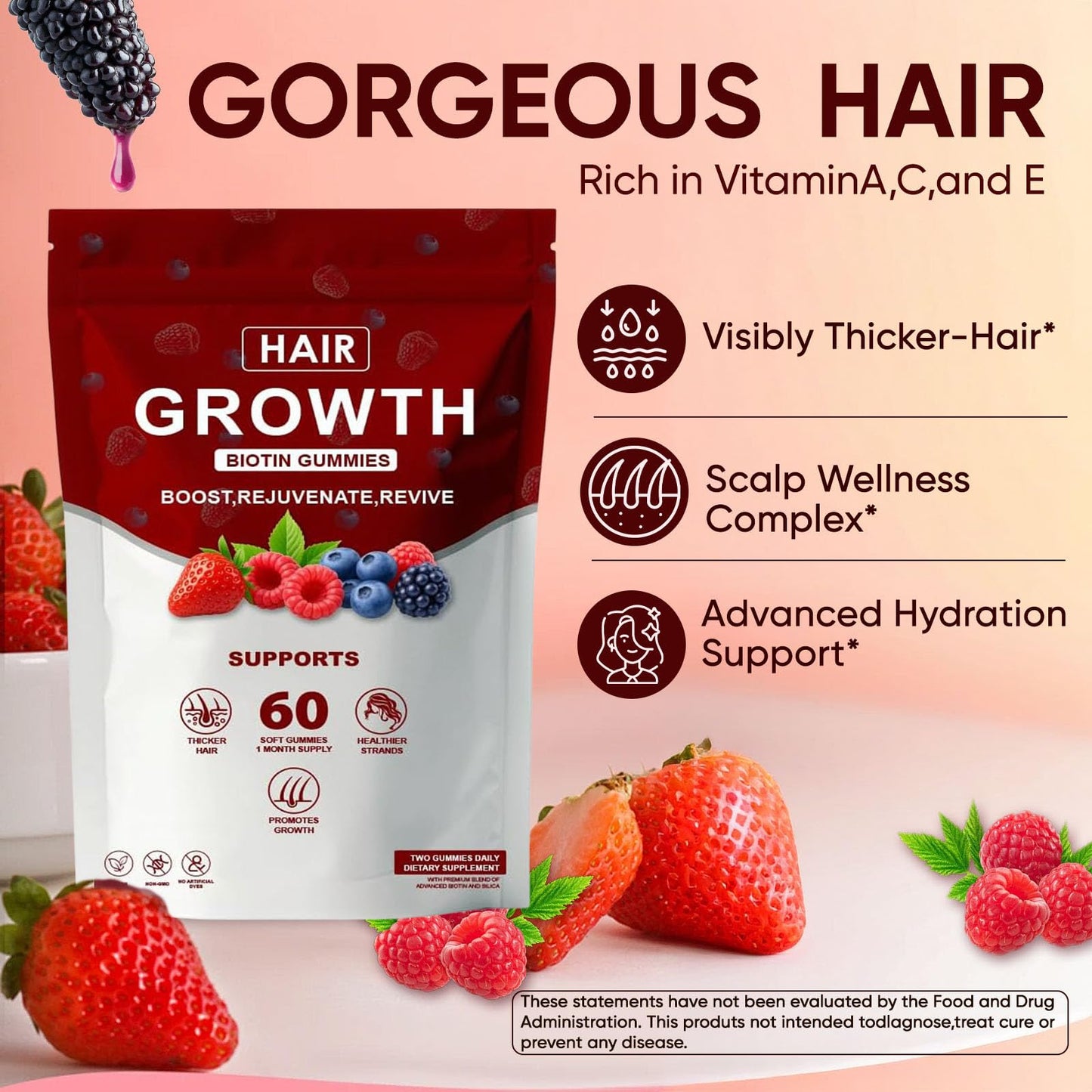 Neonomicon Lumin Hair Growth Gummies – Biotin, Vitamin C & E, Rosemary, Saw Palmetto | 60 Gummies