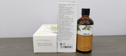 Neroli Essential Oil 100ml (3.38fl.oz) | PHATOIL Pure Aromatherapy for Diffusers & DIY Crafts