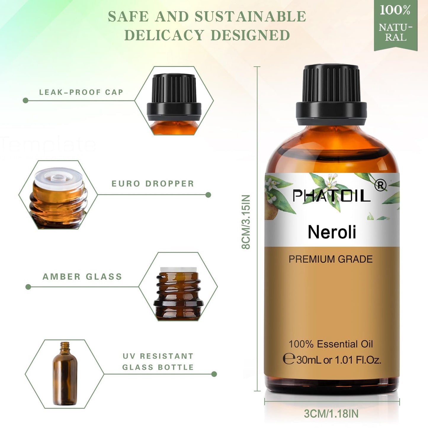 Neroli Essential Oil 30ml | PHATOIL Pure Aromatherapy for Diffusers, DIY Candles & Soaps