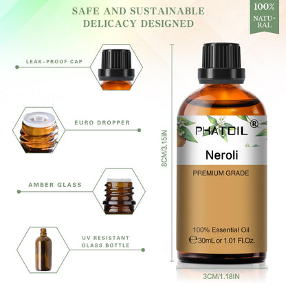 Neroli Essential Oil 30ml | PHATOIL Pure Aromatherapy for Diffusers, DIY Candles & Soaps