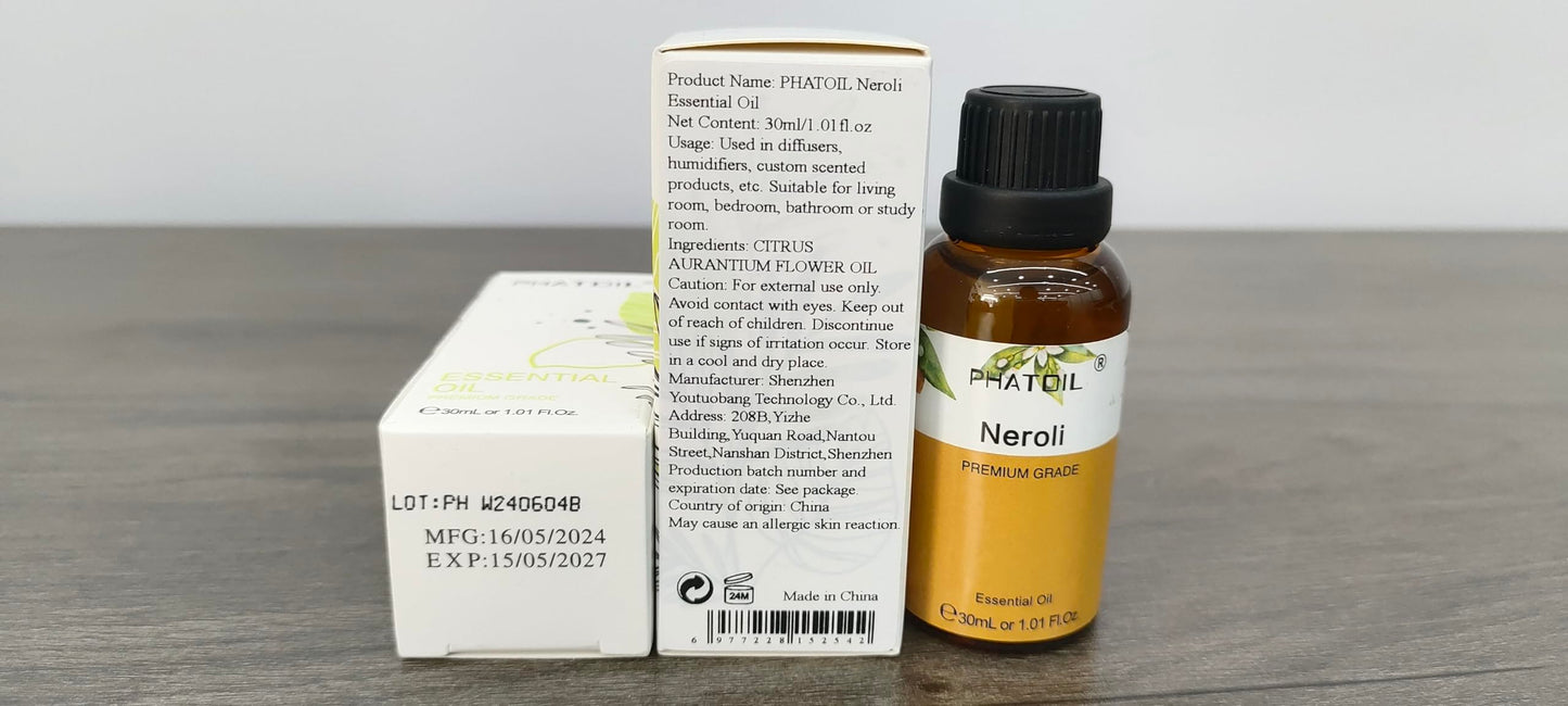 Neroli Essential Oil 30ml | PHATOIL Pure Aromatherapy for Diffusers, DIY Candles & Soaps