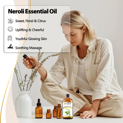 EUQEE Neroli Essential Oil 118mL (4oz) - Pure Neroli Oil for Diffuser, Aromatherapy & DIY Soap