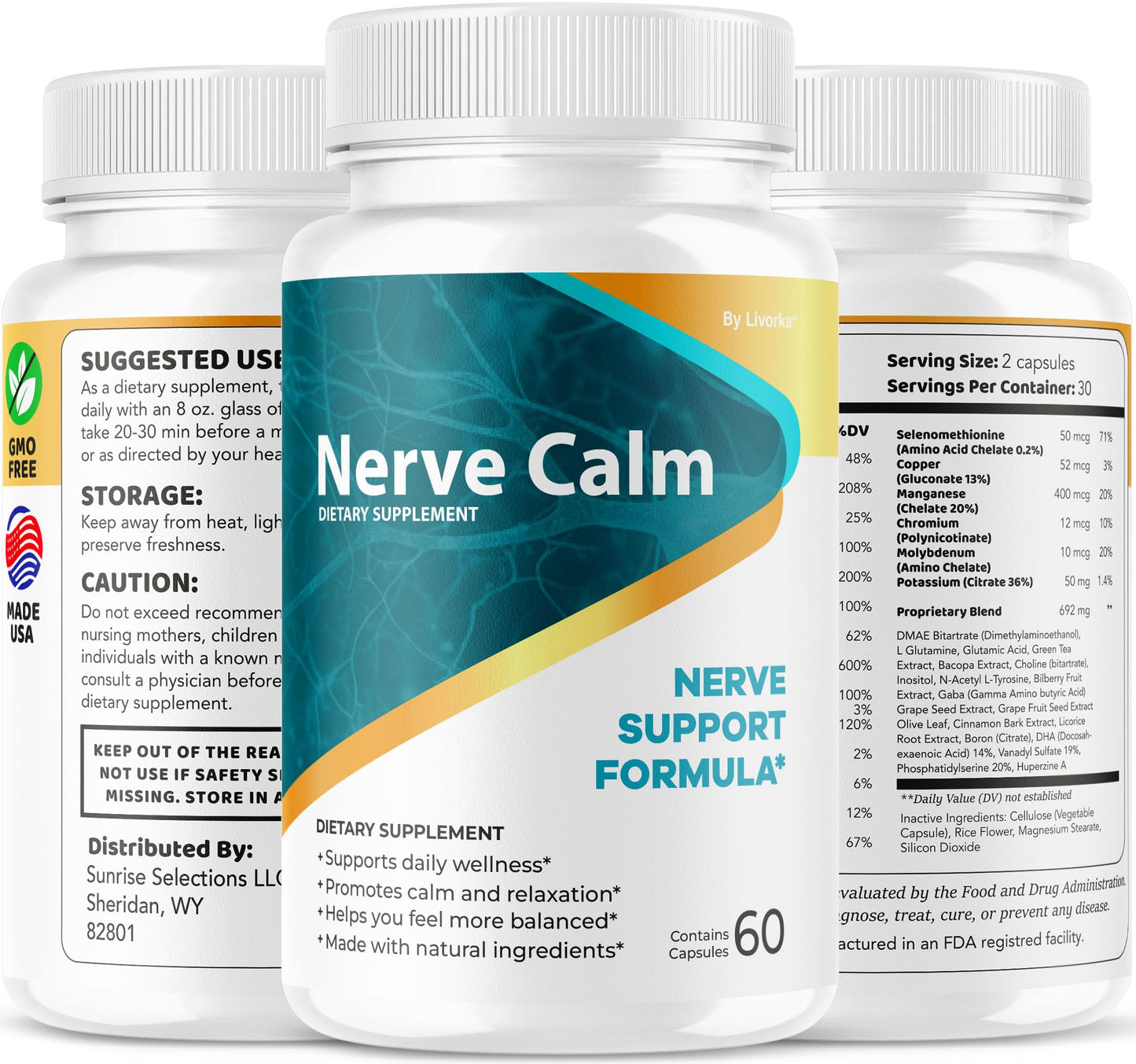 (2 Pack) Nerve Calm Capsules – Official NerveCalm Premium Formula, 60 Capsules