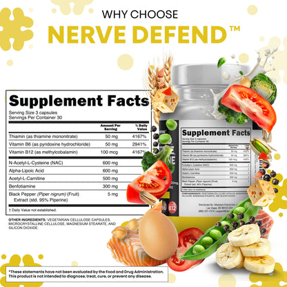 Alpha Lipoic Acid 600mg NAC 600mg Acetyl L-Carnitine 500mg Benfotiamine 300mg – Nerve Support Supplement (Made in USA) 90 Caps