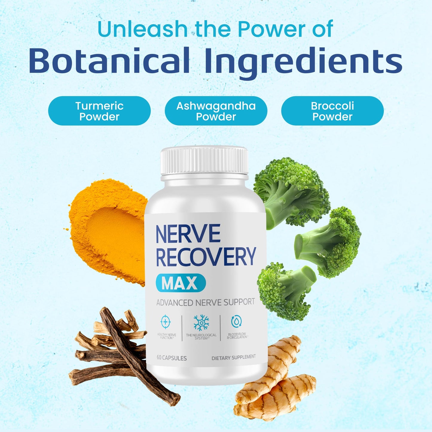 Nerve Recovery Max - Non-GMO Advanced Nerve Support Supplement with Vitamin D3 & Alpha Lipoic Acid | Made in USA, 30-Day Supply