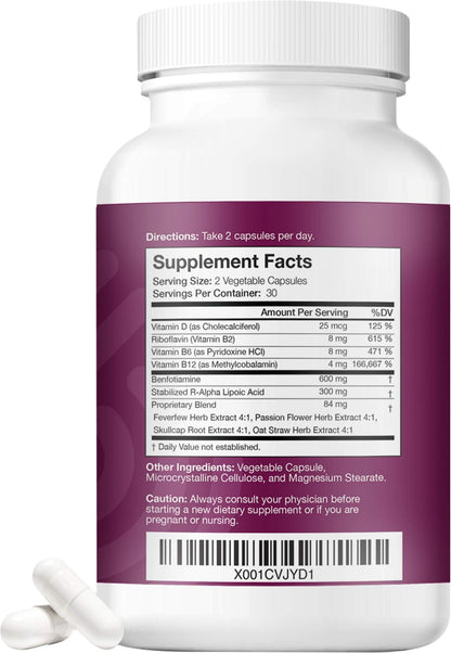 NERVE RENEW Advanced Nerve Support – 300mg Stabilized R-Alpha Lipoic Acid, B Complex & Benfotiamine