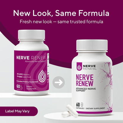 NERVE RENEW Advanced Nerve Support – 300mg Stabilized R-Alpha Lipoic Acid, B Vitamins & Benfotiamine