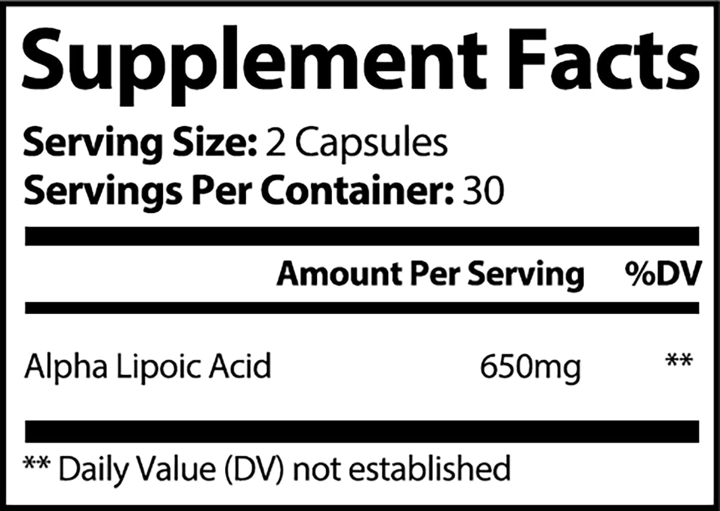 Nerve Support Supplement - 650mg ALA Alpha Lipoic Acid | Non-GMO Veggie Capsules
