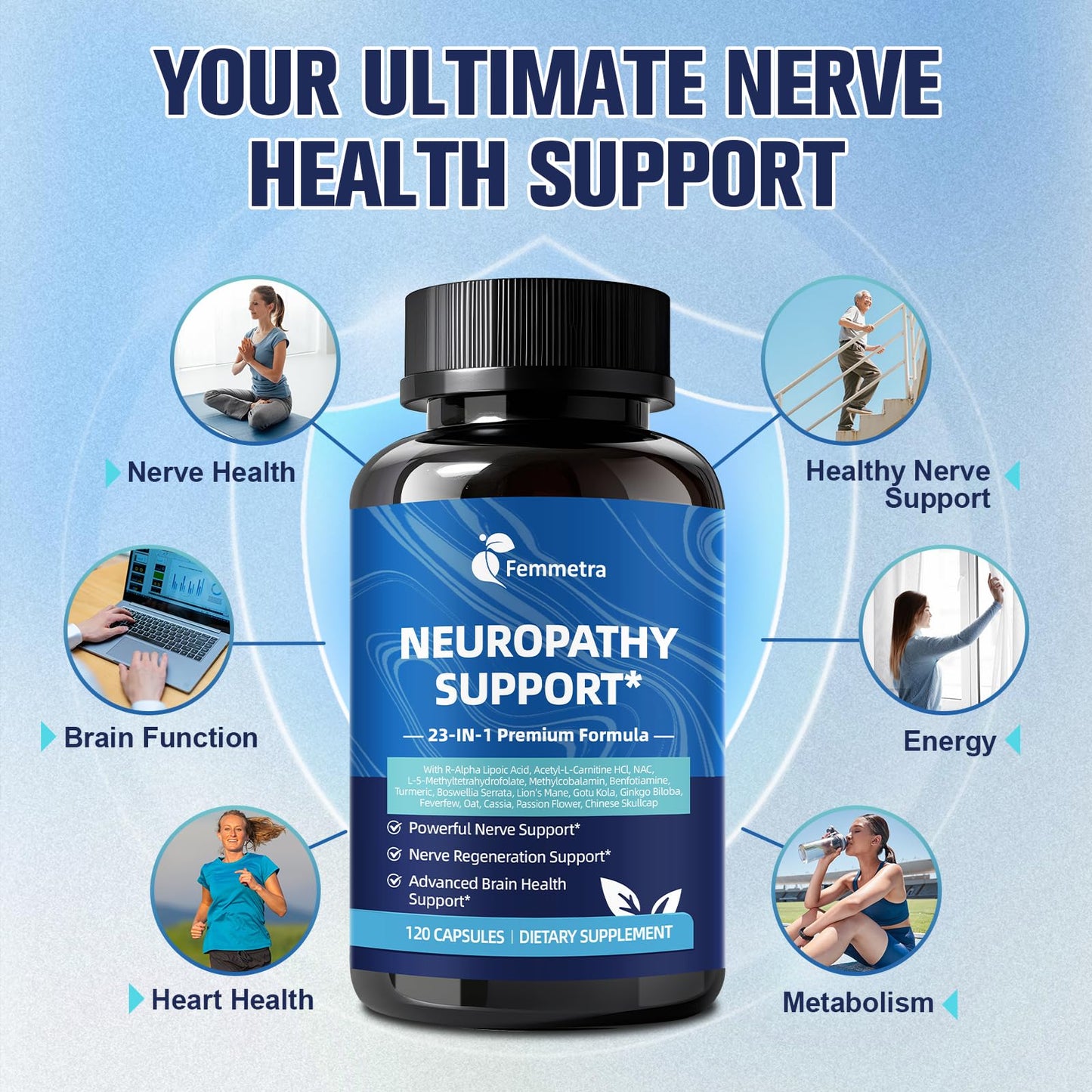 Nerve & Peripheral Neuropathy Support Supplement – 1200mg R-ALA, L-Carnitine, B Vitamins & NAC | Liver Detox & Antioxidant