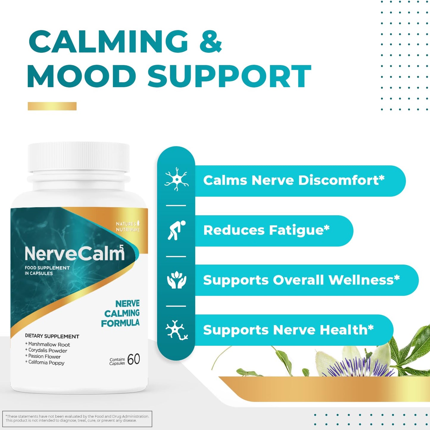 NerveCalm – Natural Calm Supplement | Vegan, Non-GMO, Made in USA