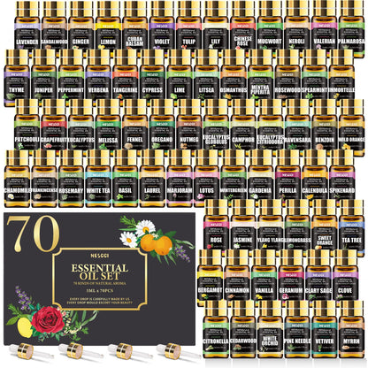 NESCCI 70 Essential Oils Gift Set for Diffusers, Candles & DIY Soaps – Halloween & Christmas